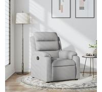 WHOPBXGAD Recliner Chair for Living Room, Manual Reclining Sofa with Footrest, Grey Fabric Lounge Chair for Adults, Comfortable Reclining Armchair with Side Pocket, Max Load 110kg, Easy Assembly