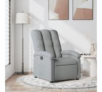 WHOPBXGAD Recliner Chair for Living Room, Manual Reclining Sofa with Footrest, Grey Fabric Lounge Chair, 135° Adjustable, Side Pocket, Supports 110kg, Comfortable for Reading and Napping