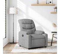 WHOPBXGAD Recliner Chair Grey Fabric Manual Reclining Living Room with Footrest, Cup Holders & Side Pocket, Comfortable Lounge Chair for Bedroom, Home Office, 135° Tilt, Max Load 110kg