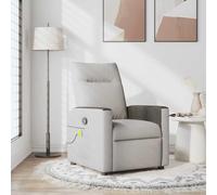 WHOPBXGAD Recliner Massage Chair with 6-Point Vibration, Manual Recline to 135°, Cloud Grey Fabric, Comfortable for Living Room & Bedroom, USB-Powered Relaxation Seat with Side Pocket, Max Load 110kg