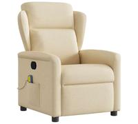 WHOPBXGAD Recliner Massage Chair with 6-Point Vibration, Manual Tilt to 135°, Cream Fabric Upholstery for Living Room and Bedroom, Comfortable Home Relaxation Seat with Side Pocket, Supports 110kg