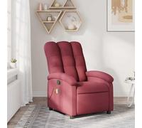 WHOPBXGAD Recliner Massage Chair with 6-Point Vibration, Manual Tilt to 135°, USB Powered, Bordeaux Red Fabric, Comfortable for Living Room & Bedroom, Max Load 110kg
