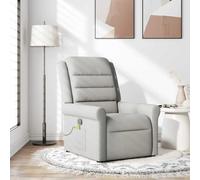 WHOPBXGAD Recliner Massage Chair with Vibration, 6-Point Massage & Manual Recline up to 135°, Comfortable Fabric Lounge Chair for Living Room and Bedroom, Cloud Grey Color, Supports 110kg