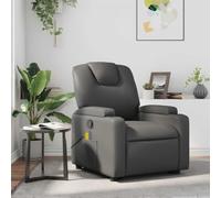 WHOPBXGAD Recliner Massage Chair with Vibration, Adjustable Footrest and Backrest, 6-Point Massage, Grey PU Leather, for Living Room and Bedroom, Home Office Relaxation