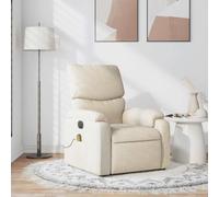 WHOPBXGAD Recliner Massage Chair with Vibration, Cream Fabric Manual Reclining Lounge Chair for Living Room Bedroom, 6-Point Massage, 135° Adjustable, USB Powered, Max Load 110kg, Easy Assembly