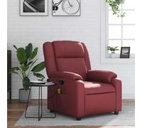 WHOPBXGAD Recliner Massage Chair with Vibration, Manual Recline to 135°, 6-Point Massage, USB Powered, Bordeaux Red Faux Leather, Comfortable for Living Room & Bedroom, Max Load 110kg