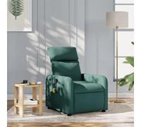 WHOPBXGAD Reclining Massage Chair with 6 Point Vibration, Manual Tilt to 135 Degrees, Dark Green Fabric Upholstery for Living Room and Bedroom Relaxation, Max Load 110kg