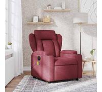 WHOPBXGAD Reclining Massage Chair with Vibration, 6-Point Massage & Cup Holders, Manual Recline to 135°, Comfortable Fabric Lounge Chair for Living Room Bedroom, Bordeaux Red, Supports 110kg