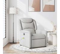 WHOPBXGAD Reclining Massage Chair with Vibration, 6-Point Massage, Manual Tilt to 135°, Comfortable Cloud Grey Fabric for Living Room and Bedroom Relaxation