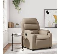 WHOPBXGAD Reclining Massage Chair with Vibration, Manual Adjustable to 135°, Cappuccino Faux Leather, 6 Point Massage, Comfortable for Living Room and Office, Max Load 110kg