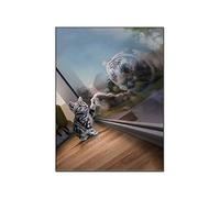 WHOPD Toile d'art pour animaux Mindset est tout moderne maison, décoration murale en toile, impression décoration ou salon sans cadre (30 x 50 cm, non encadré)