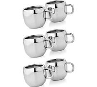 WhopperIndia Tasse À Café Tasse À Espresso Tasse À Thé À Double Paroi En Acier Inoxydable, Réutilisable & Va Au Lave-Vaisselle Ensemble De 6