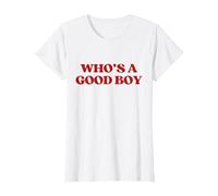 Who's A Good Boy Y2K Aesthetic Trendy T-Shirt, Femme, Blanc, 3XL