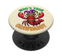 Who's Your Crawdaddy Mardi Gras Perles bouffon d'écrevisses PopSockets PopGrip Adhésif