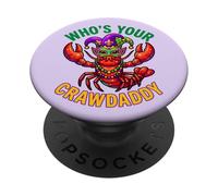 Who's Your Crawdaddy Mardi Gras Perles bouffon d'écrevisses PopSockets PopGrip Adhésif