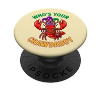 Who's Your Crawdaddy Perles drôles d'écrevisses Mardi Gras PopSockets PopGrip Adhésif
