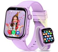 whraills 4G Montre Connectée Enfant avec GPS, Double Caméra, Appel Vidéo, SMS, Chat Vocal, SOS, Mode Classe, Réveil, Lampe Torche, IP68, Podomètre, Cadeau pour Garçons Filles, Violet - Garantie 3 Ans