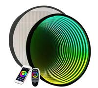 WHRAOY Miroir Rond Infini, Veilleuse Tunnel Sensorielle 3D (30/50/70 Cm), Éclairage Tunnel Haut De Gamme, Télécommande par Application, Installation Facile,30cm