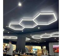 WHRAOY Plafonnier LED Hexagonal en Nid d'abeille (1 À 4 Trous) - Lumière Blanche, Éclairage Efficace - pour Garages, Stations De Lavage, Salles De Sport Et Espaces Commerciaux,3 Holes A