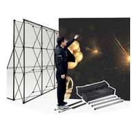 WHRAOY Présentoir Pliable Portable, Support D'exposition Pour Bannières En Tissu, Structure En Fer Et Support Arrière À Poteau, Idéal Pour Les Fêtes D'anniversaire Et Autres ,2.3×1.55m