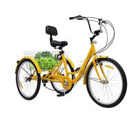 whsiodj Vélo à trois roues pour adulte pliable 7 vitesses Charge 95 kg Cadre en acier 24" Double frein Vélo de courses avec panier Absorption des chocs Vélo de ville mobile pour personnes âgées