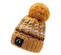 WHSPORT Bonnet à Pompon en Fourrure Synthétique - Bonnet d'hiver Tricoté avec Doublure en Peluche (Color : Yellow, Size : One Size)