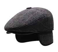 WHSPORT Chapeau Plat Vintage Béret Gatsby Newsboy Casquette Tweed Casquette Gavroche avec Cache-Oreilles Ivy Irish Hat Driving Cap (Color : Brown, Size : 54-56cm/21.25/22.04in)