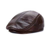 WHSPORT Cuir Souple Casquette Plate Hommes Chapeau Chapeaux Earflaps Casquette Cabbie Gatsby Chasse Gavroche Chapeau de Sport (Color : Brown, Size : 59-60)