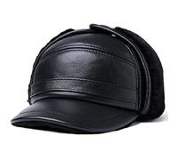 WHSPORT Hiver Chaud en Cuir Chapeaux de Baseball Earflap Trapper avec Intérieur Fourré Anti-Vent Anti-poussière Chaud pour Ski Cyclisme d'hiver Casquette (Color : Black, Size : 59-60)