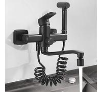 WHSY127 Black Dual-Hole Ceramic Bobbin Faucet for Kitchen Sink (Color: 30 cm) Beautiful