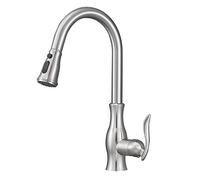 WHSY127 Brass Kitchen Faucet with Pull-Down Sprayer and Adjustable Shower Functions Beautiful