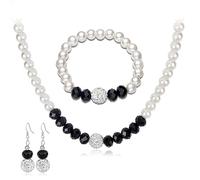 WHSY127 Collier de Perles de mariée de Mariage, Boucles d'oreilles, Bracelet, Bague, Pendentif d'amour, Colliers Ras du Cou, Bijoux pour Femmes Filles