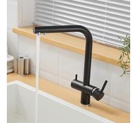 WHSY127 Gray 3 Way Kitchen Faucet with Swivel Spout Dual Lever Control Stylish Black Finish Easy Installation Perfect for Home and Commercial Use Beautiful