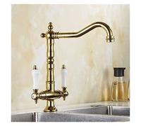 WHSY127 Retro Brass Kitchen Faucet with Ceramic Handles & Stylish Home Upgrade Beautiful