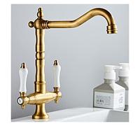 WHSY127 Retro Brass Kitchen Faucet with Ceramic Handles & Stylish Home Upgrade Beautiful