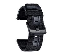 WHSY127 Sangles de Montre Hybrides en Tissu Cuir Véritable Remplacement, Boucle Noire 22 mm Beautiful
