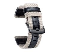 WHSY127 Sangles de Montre Hybrides en Tissu Cuir Véritable Remplacement, Boucle Noire 22 mm Beautiful