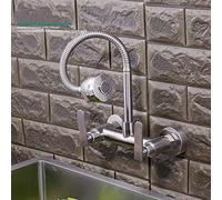 WHSY127 Stainless Steel Wall-Mounted Faucet for Kitchen Bathroom - Swivel, Hot/Cold Water Beautiful