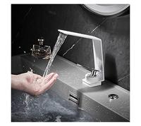 WHSY127 White Brass Waterfall Faucet for Kitchen and Bathroom Sleek Silver Finish & Durability Beautiful