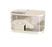Whtkoph Aquarium pour avec Couvercle, Accessoires, Habitat pour Reptiles, avec Plateforme pour Grenouilles, Amphibiens et Dragons Barbus, Beige Grand
