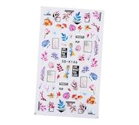 Whtkoph Autocollant Ongles 5D Sculpté Fleur Lapin Autocollant Mandala Planète Décor Plastique Adhésif Fonction Manucure Adapté Femmes Maison Cadeau Salon, 5D-K146