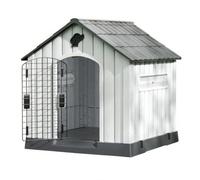Whtkoph Cabane pour Chien Polypropylène Entrée Couverte Support Structurel Imperméable à Toit Incliné Adapté aux Arrière-Cours, L
