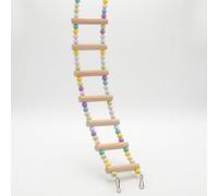 Whtkoph Échelle de Jeu Perroquet Jouet Oiseau Perchoir Balancelle Argent Bois Naturel avec Échelons pour Escalade Aide à Limage du Bec et des Griffes Pose, Style to 1, 35 cm
