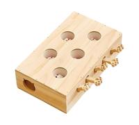 Whtkoph Jeu Lune en Bois pour Chats, Jouet Interactif, Cadeau pour Chats, Accessoire de Jeu Amusant et Stimulant pour l'exercice et, 5 Trous