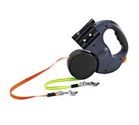 Whtkoph Laisse Double Rétractable avec Distributeur de Sacs Poubelle, Flexible pour Deux Chiens, Convient Aux Chiens de Petite et Moyenne Taille, Laisse Réflé, Grise