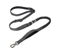 Whtkoph Laisse Réfléchissante Multifonction Laisse Laisse Courte Double Longe avec Section Élastique et Mousqueton de Sécurité Nylon Résistant Adaptée à, Noir, Largeur 2cm, Longueur 145-240cm