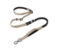Whtkoph Laisse Réfléchissante Multifonction Laisse Laisse Courte Double Longe avec Section Élastique et Mousqueton de Sécurité Nylon Résistant Adaptée à, Kaki, Largeur 2cm, Longueur 145-240cm