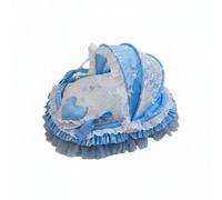 Whtkoph Lit Bercelonnette pour Animaux Nid pour Chats Dentelle Literie pour Animaux Petite Taille Coussin Rembourré Semi-Clos Doux en Coton pour Chats Chiens Utilisation Domestique, Milk Blue