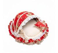 Whtkoph Lit Bercelonnette pour Animaux Nid pour Chats Dentelle Literie pour Animaux Petite Taille Coussin Rembourré Semi-Clos Doux en Coton pour Chats Chiens Utilisation Domestique, New Year