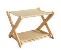 Whtkoph Lit Hamac pour Chat Superposé Meuble pour Animaux Couchage surélevé en Bois Robuste à Deux Niveaux pour Le Confort Adapté Au Repos et Au Jeu des Chats, Jute